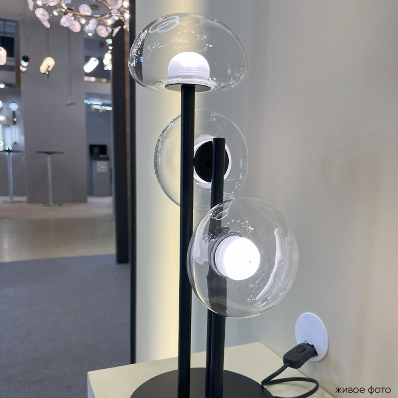 Настольная лампа 48 см, 9W LED, 3000K, Crystal Lux BOSQUE LG3 BLACK/TRANSPARENT, черный