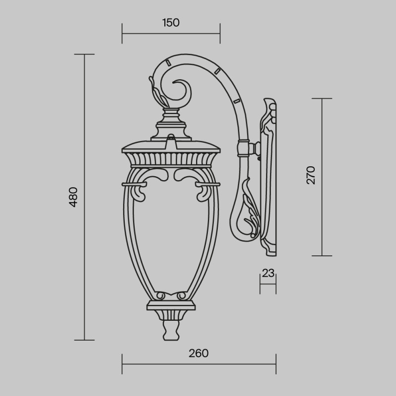 Светильник 48 см, Maytoni Fleur O414WL-01GB, черный с золотом