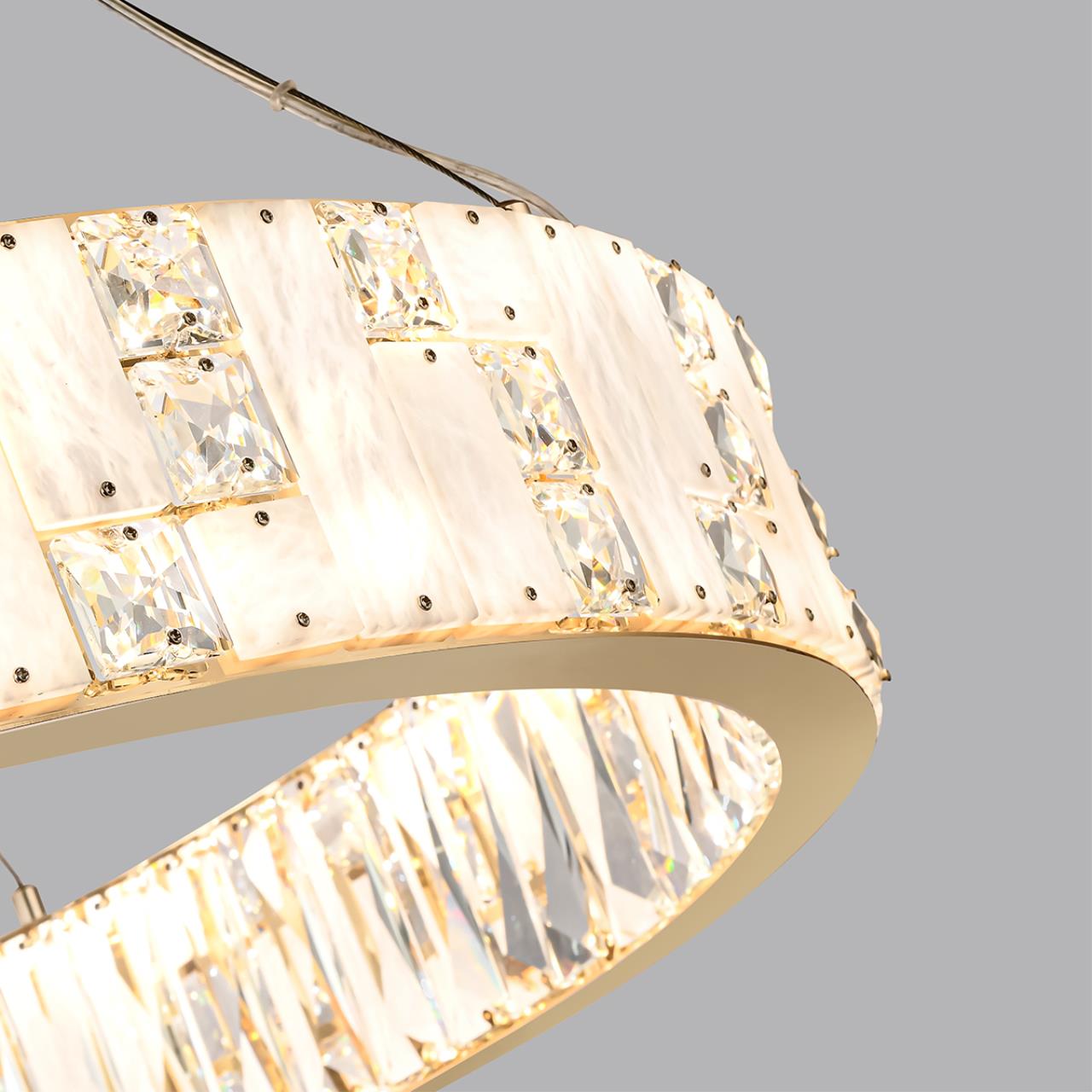 Люстра 60*60*100 см, LED 1*100W, 3700 К, Odeon Light Crossa 5072/100L, золото/прозрачный/белый