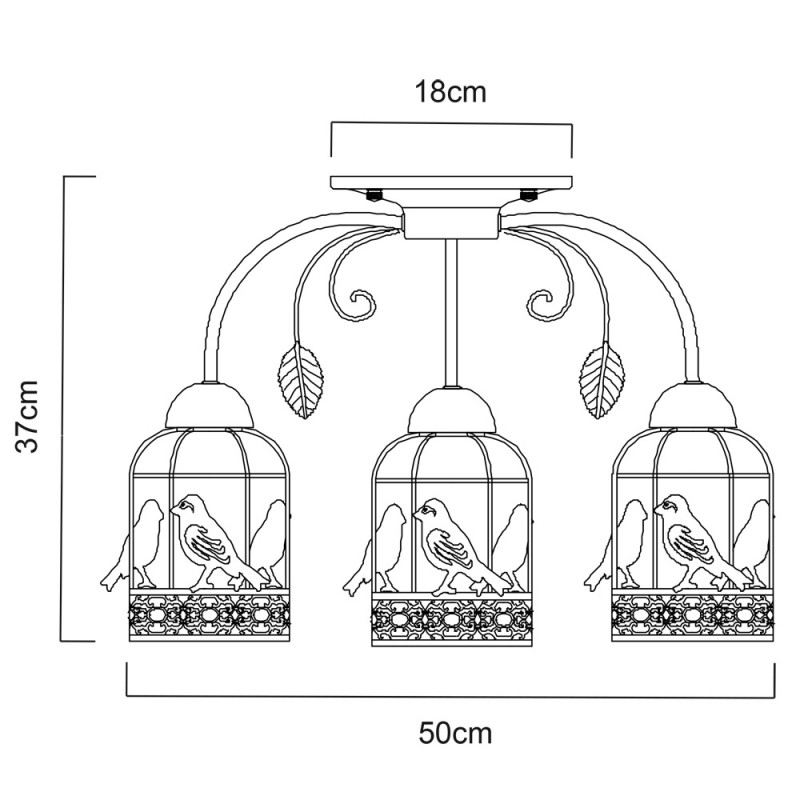 Люстра с птичками Arte Lamp Cincia A5090PL-3WG, диаметр 50 см, белый с золотом