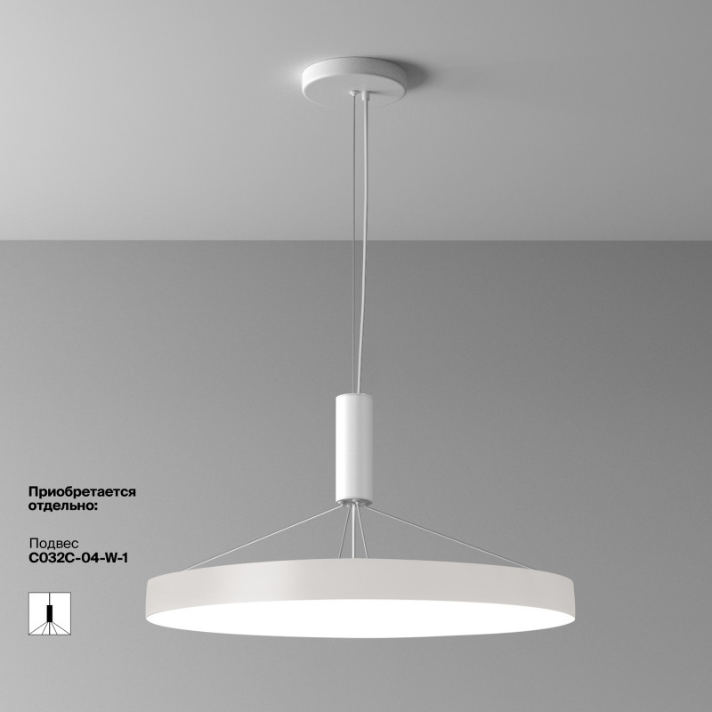 Накладной светильник 60*60*6 см, LED, 90W, 4000К, Maytoni Technical Zon C032CL-90W4K-RD-W белый