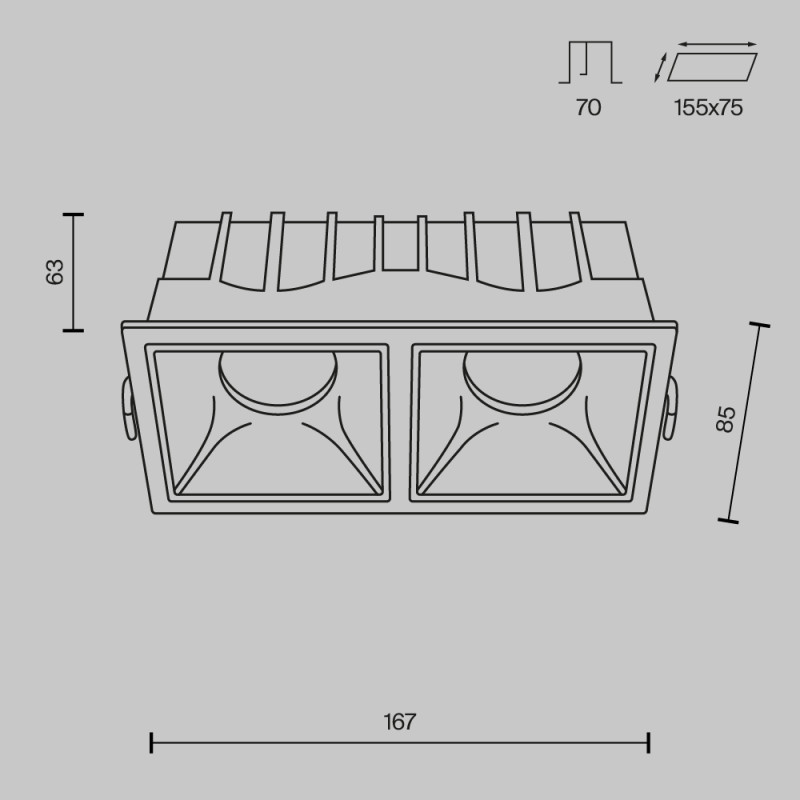 Светильник 17 см, 30W, 3000K, Technical DL043-02-15W3K-SQ-WB, белый-черный