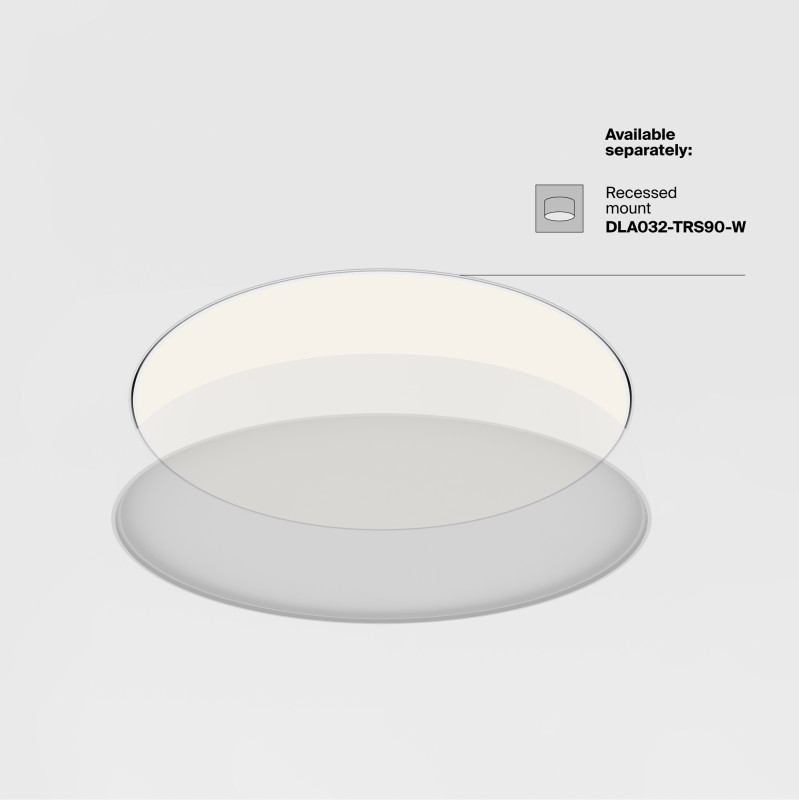 Накладной светильник 60*60*6 см, LED, 90W, 3000К, Maytoni Technical Zon C032CL-90W3K-RD-W белый