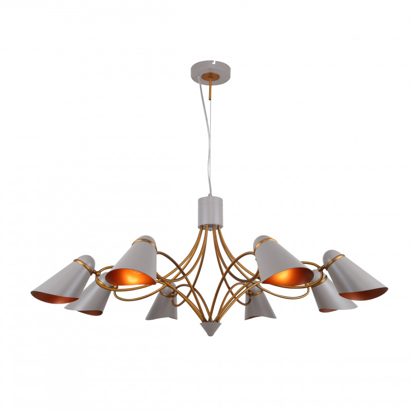 Подвесная люстра Favourite Lovato 2666-8P, D1000*H550/1040, латунь, плафоны темно-серого цвета