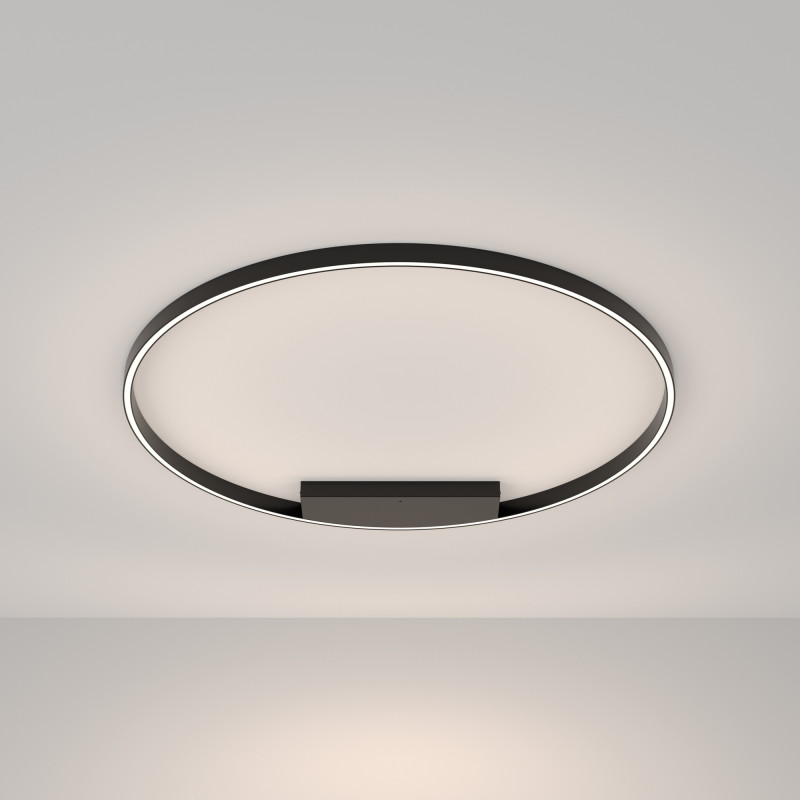 Накладной светильник 100*100*3,5 см, LED, 59W, 3000К-4000К, Maytoni Rim MOD058CL-L65BK черный