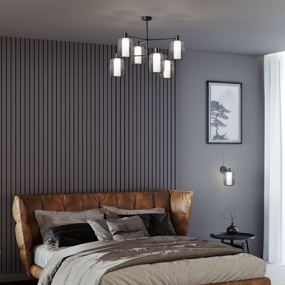 Светильник 78,5*78,5*60 см, 6*E14*60W, Eurosvet Voile 30191/6, черный, a069160