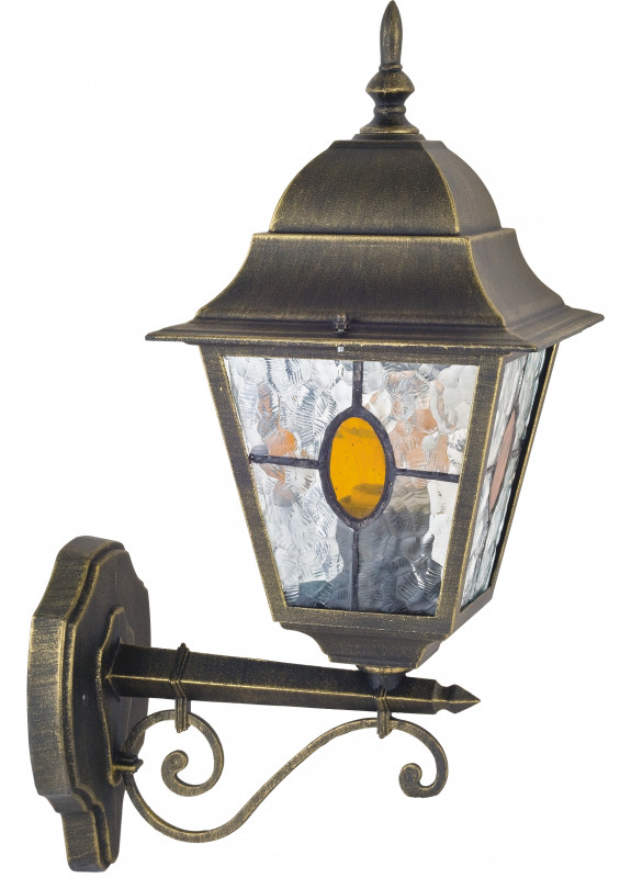 Уличный светильник Favourite Zagreb 1804-1W, D270*W185*H450, черный с золотой патиной