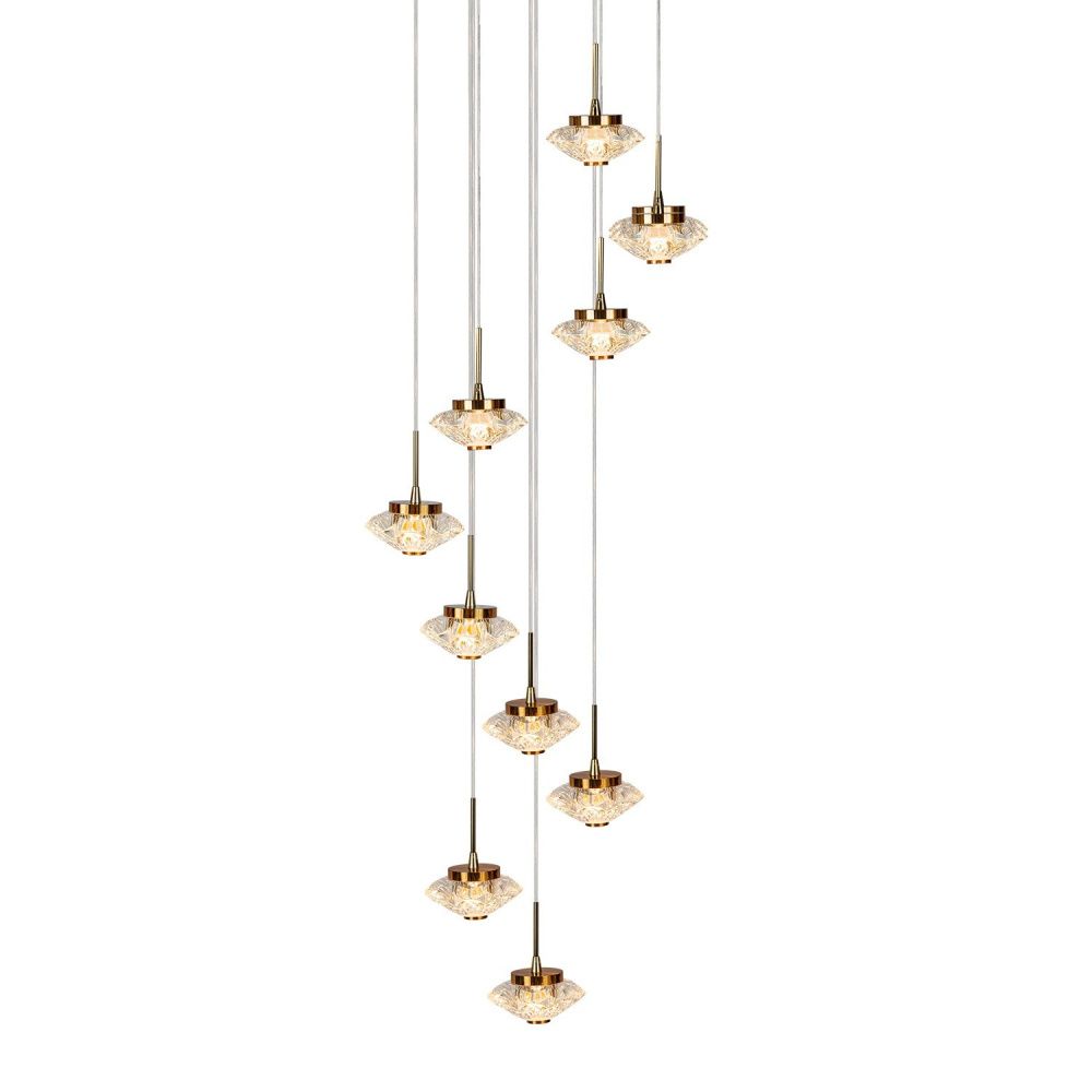 Подвес 36*36*130 см, 10*LED*28W, 3000K Gerhort G52142/10BRS CL, Бронза