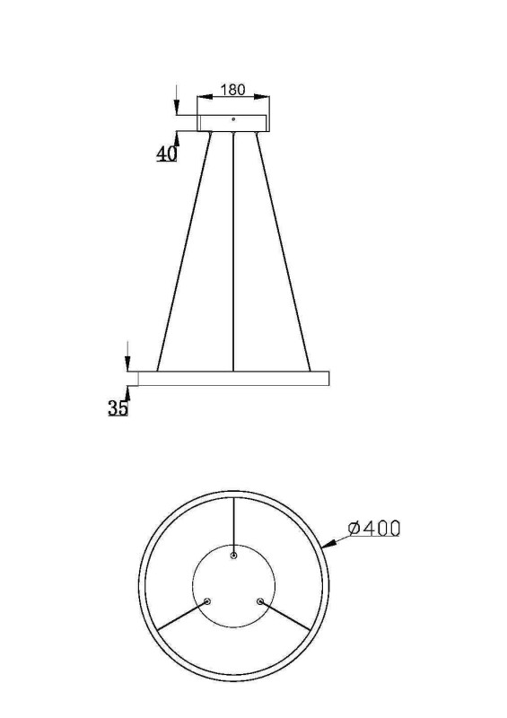 Светильник 40 см, 25W, Rim MOD058PL-L22BSK, 2600-3500К 24Вт, латунь