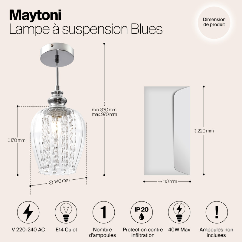 Подвес хрустальный диаметр 14 см Maytoni Fusion MOD044-PL-01-N прозрачный