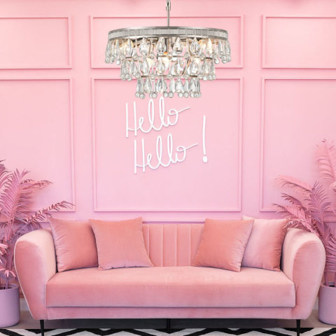 Подвесная люстра  50*130 см, 6*E14 сатин никель Vele Luce Augostina VL3253P06