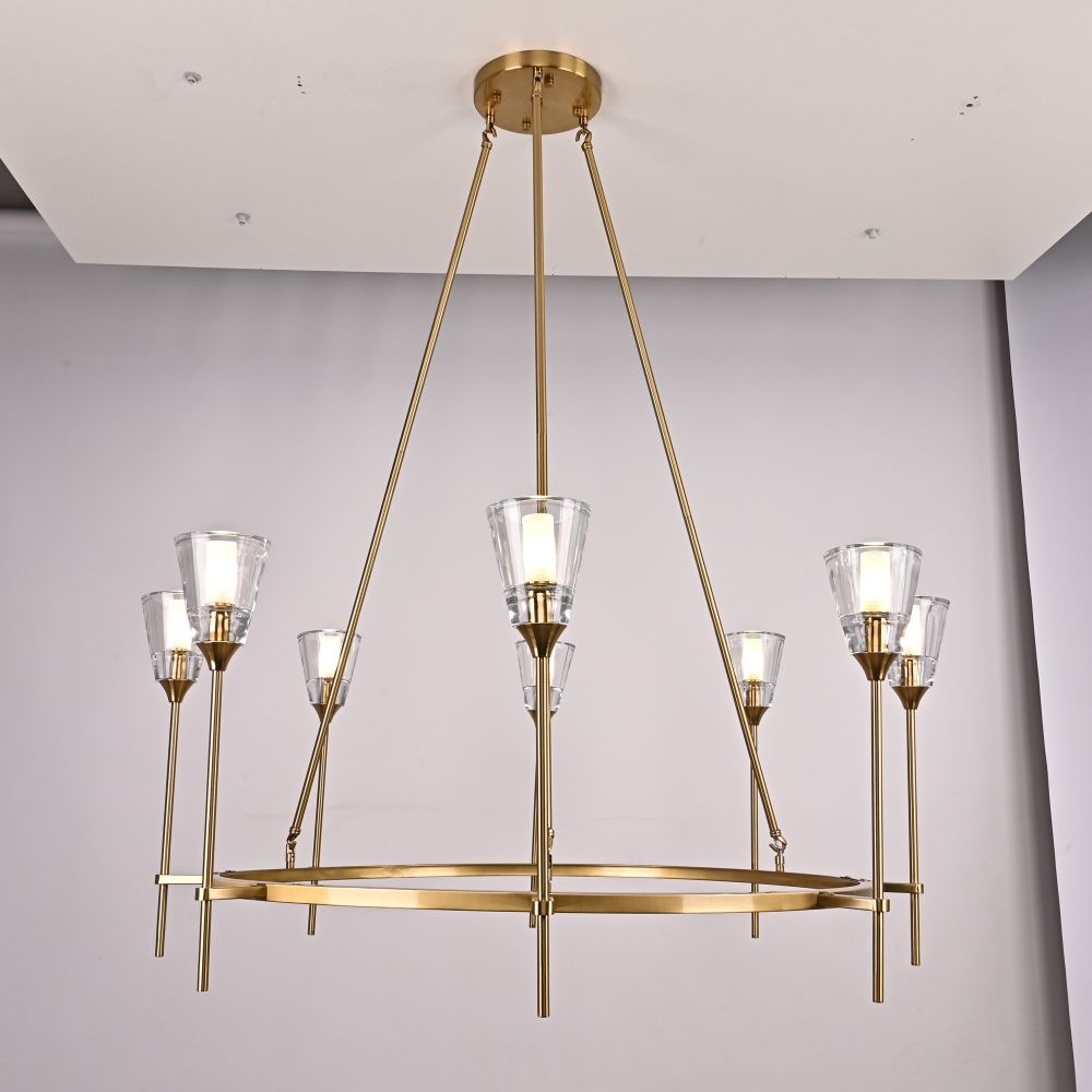 Люстра на штанге TORCHE DE VERRE Round Chandelier 8 116*116*50 см, 8*G9*40W, ImperiumLoft 40.1551, Латунь