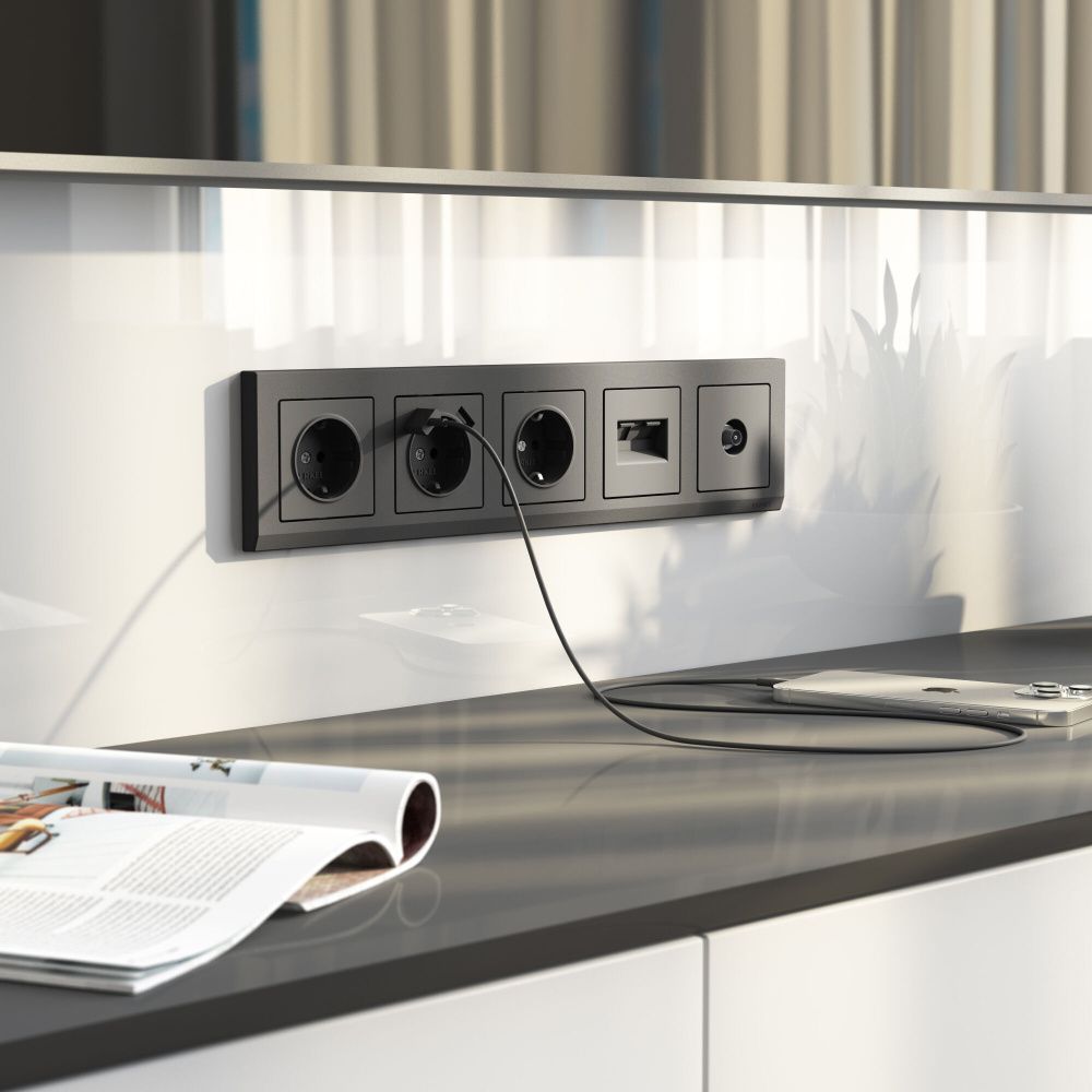 ТВ-розетка оконечная Werkel W1183064, графит матовый