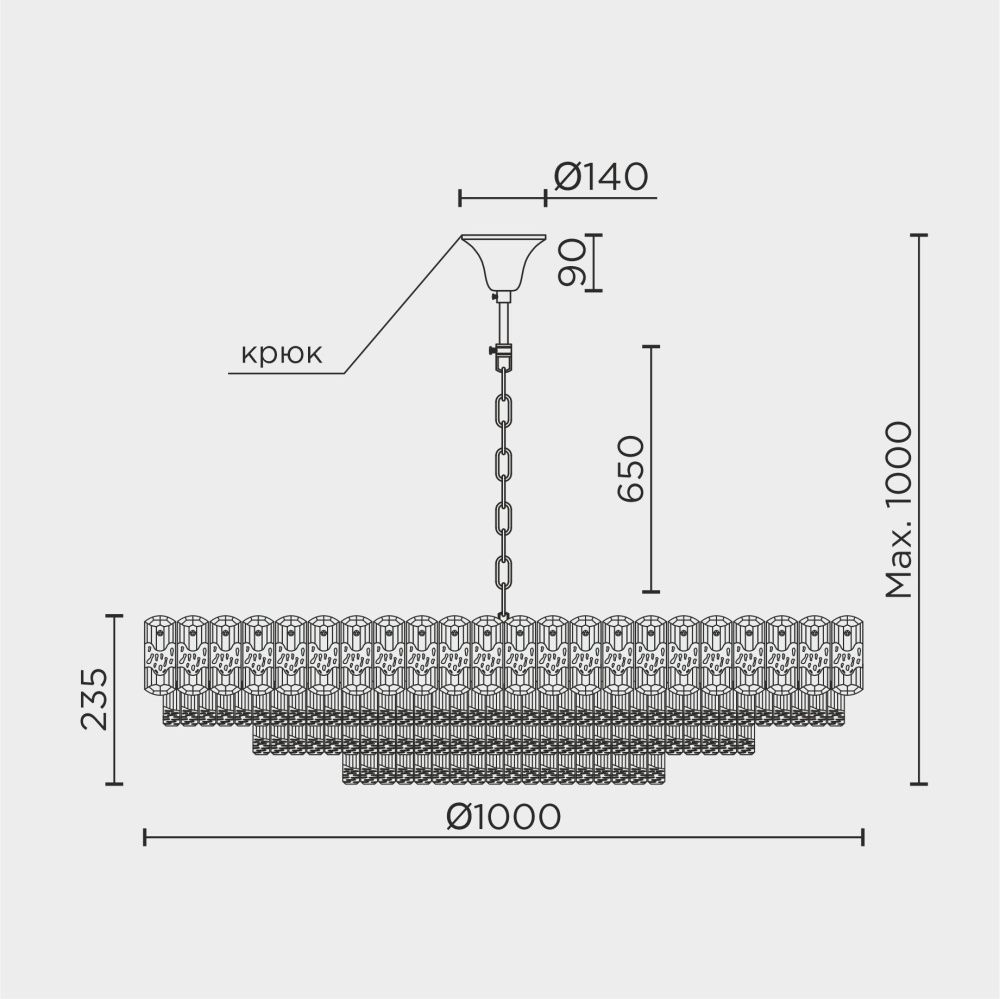 Люстра 100 см, 22*Е14*40W, Modelux  ML.7092.1000 GD, Золото