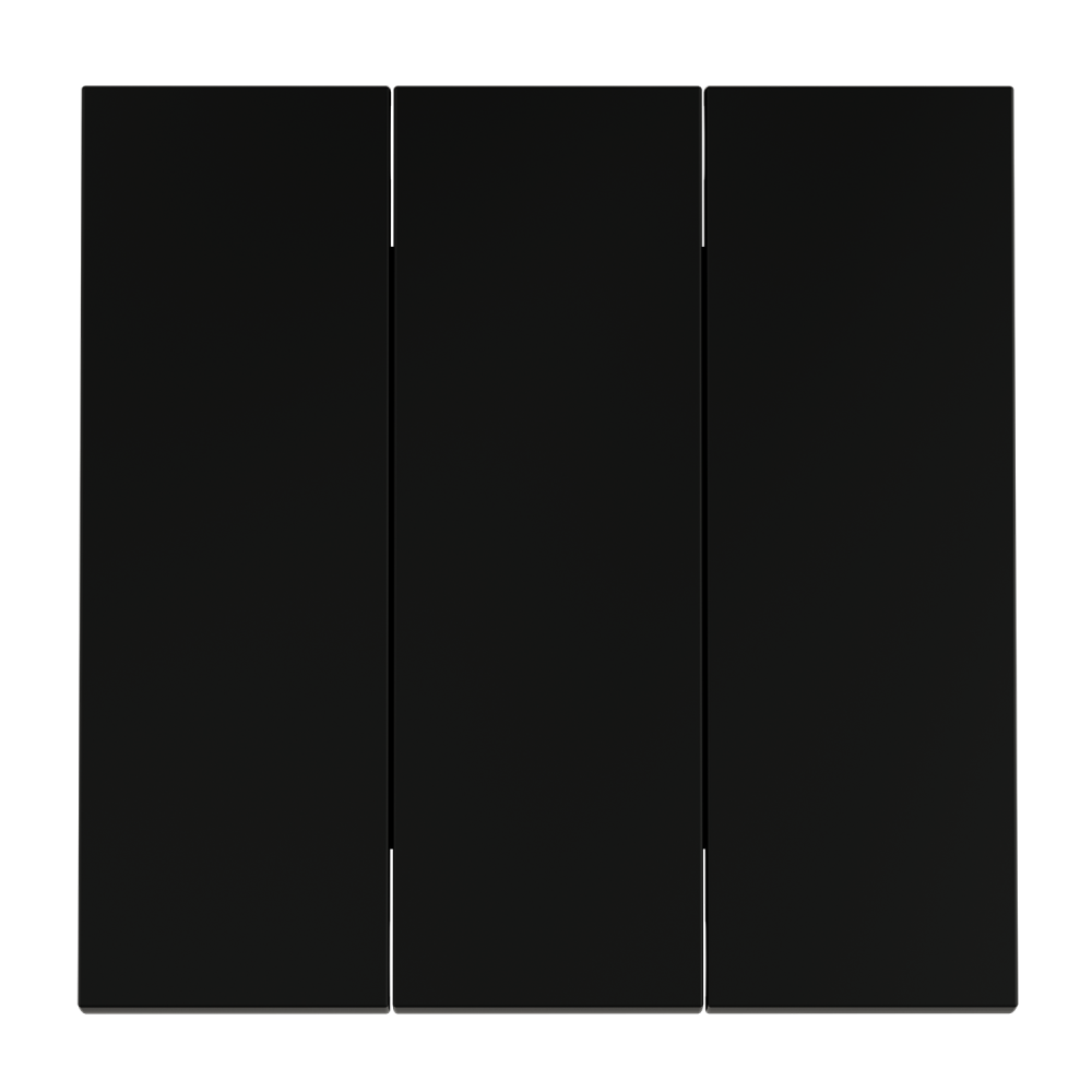 Клавиши для выключателя/переключателя трехклавишного, черный матовый Voltum S70 VLS000508, Пластик Soft touch