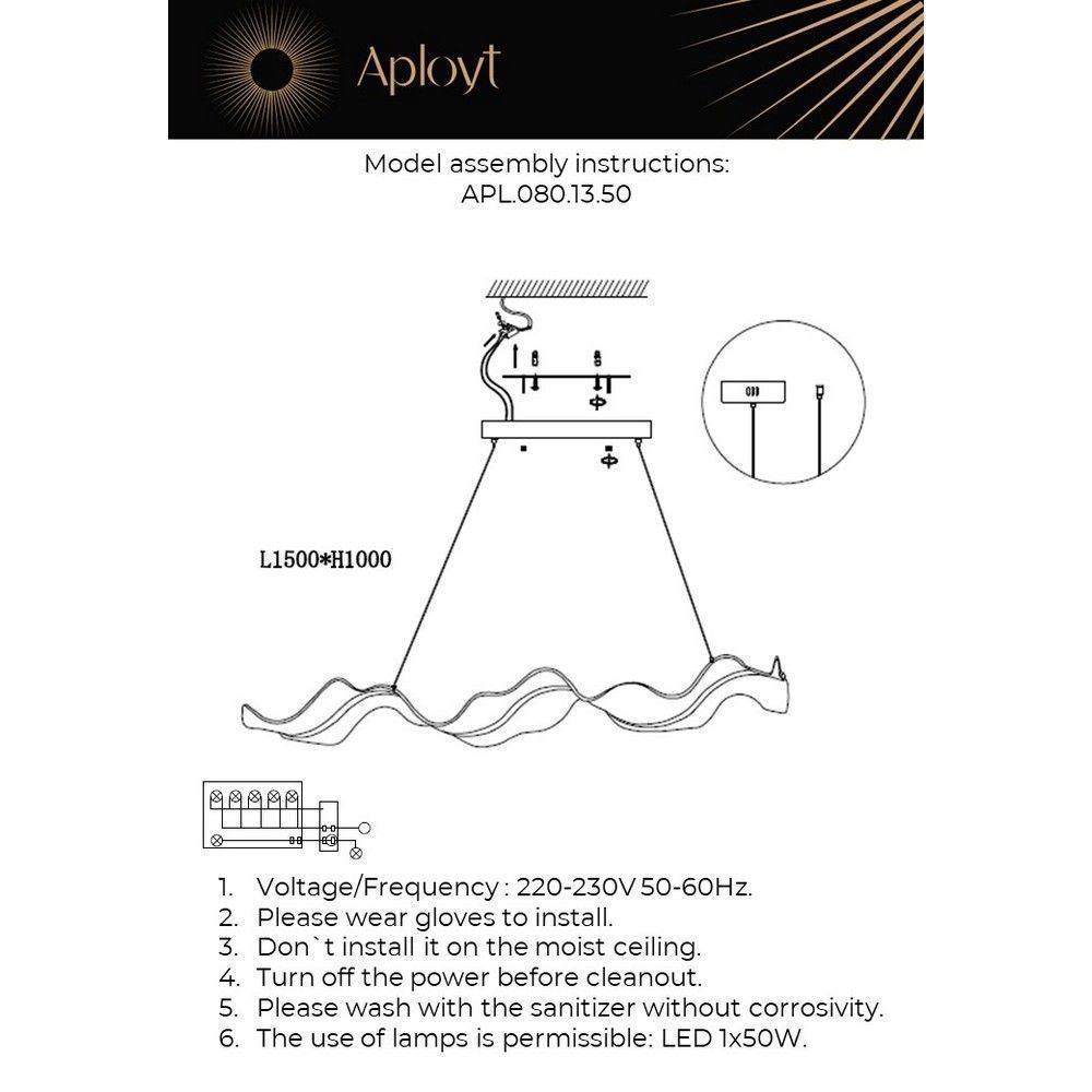 Люстра подвесная 150 см, 50W, 3500K, 10 м2 Aployt Viven APL.080.13.50, золото