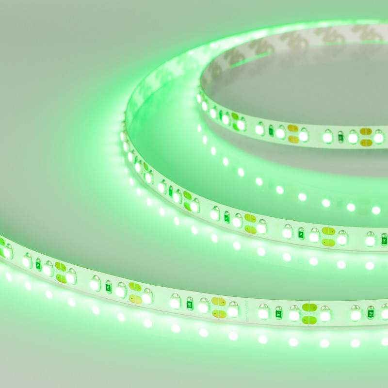 Лента RT-A120-8mm 12V Green (9.6 W/m, IP20, 2835, 5m) (Arlight, Открытый) 012331(2). Цена указана за 5 метров. Продается кратно 5 метрам.