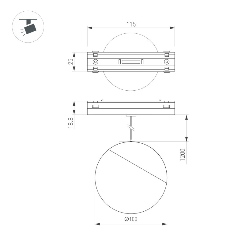 Светильник на шине Arlight 045012 11,5*10*10 см, 6W, белый (регулируемый)K,