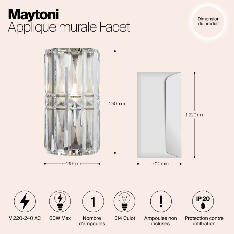 Светильник 25 см, Maytoni Aster MOD094WL-01CH, хром