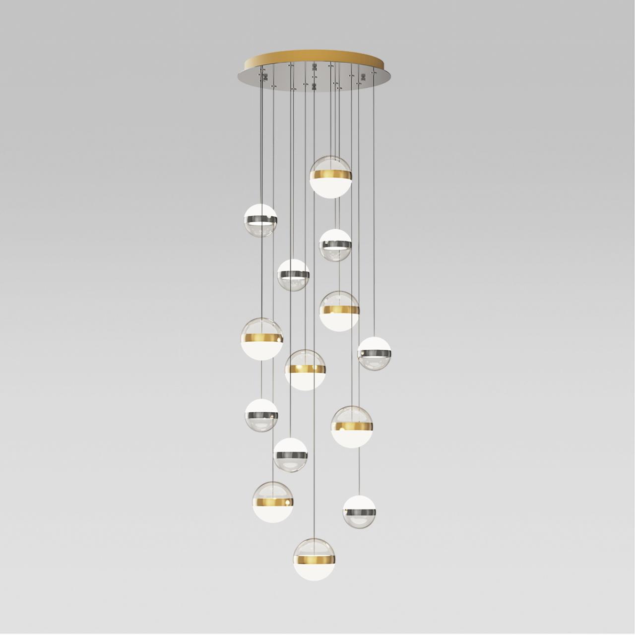 Люстра каскадная 53,5*53,5*250 см, 1 LED*132W, 4000 К, Odeon Light Roni, никель 5037/132L