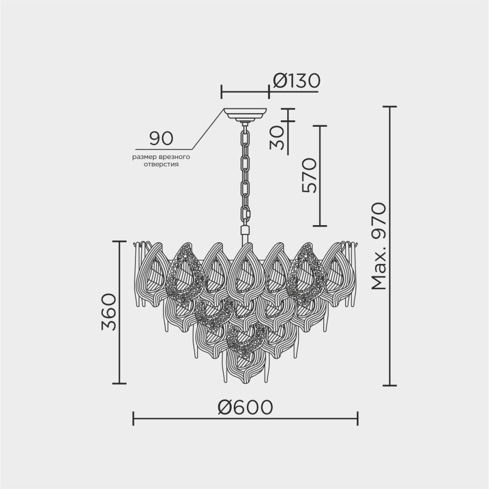 Люстра 60 см, 15*Е14*40W, Modelux  ML.6197.600 GD, Золото