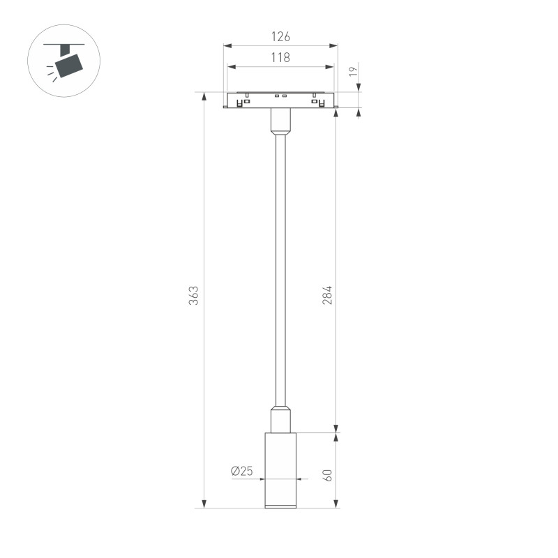 Светильник на шине Arlight 044647 36,3*2,5*12,6 см, 3W, белый (дневной)K,