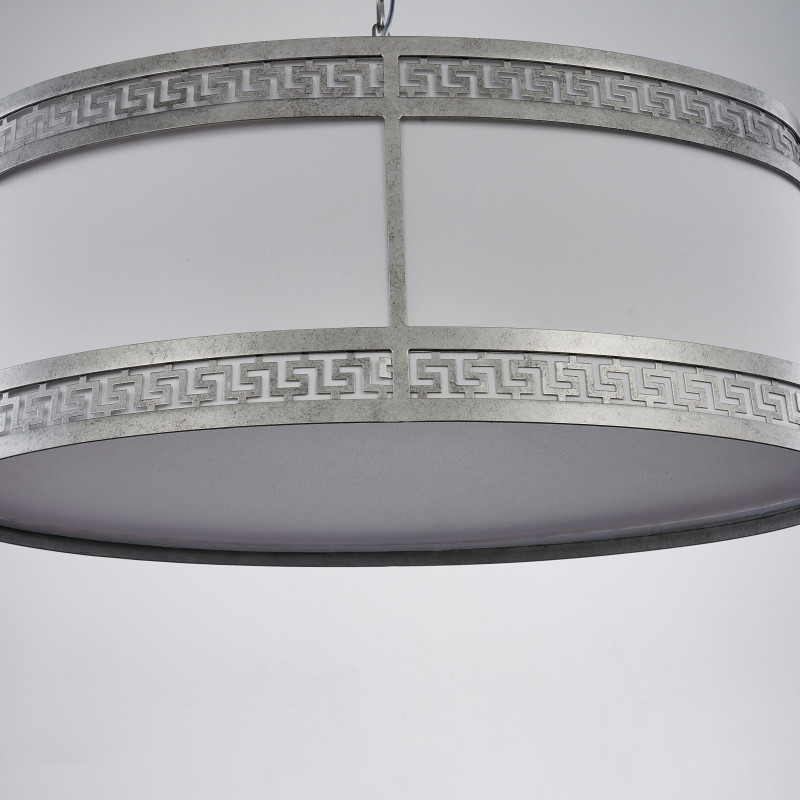 Подвесная люстра Favourite Exortivus 4010-3PC, L600*W250*H395/1395, античного серебра, плафон из белой ткани
