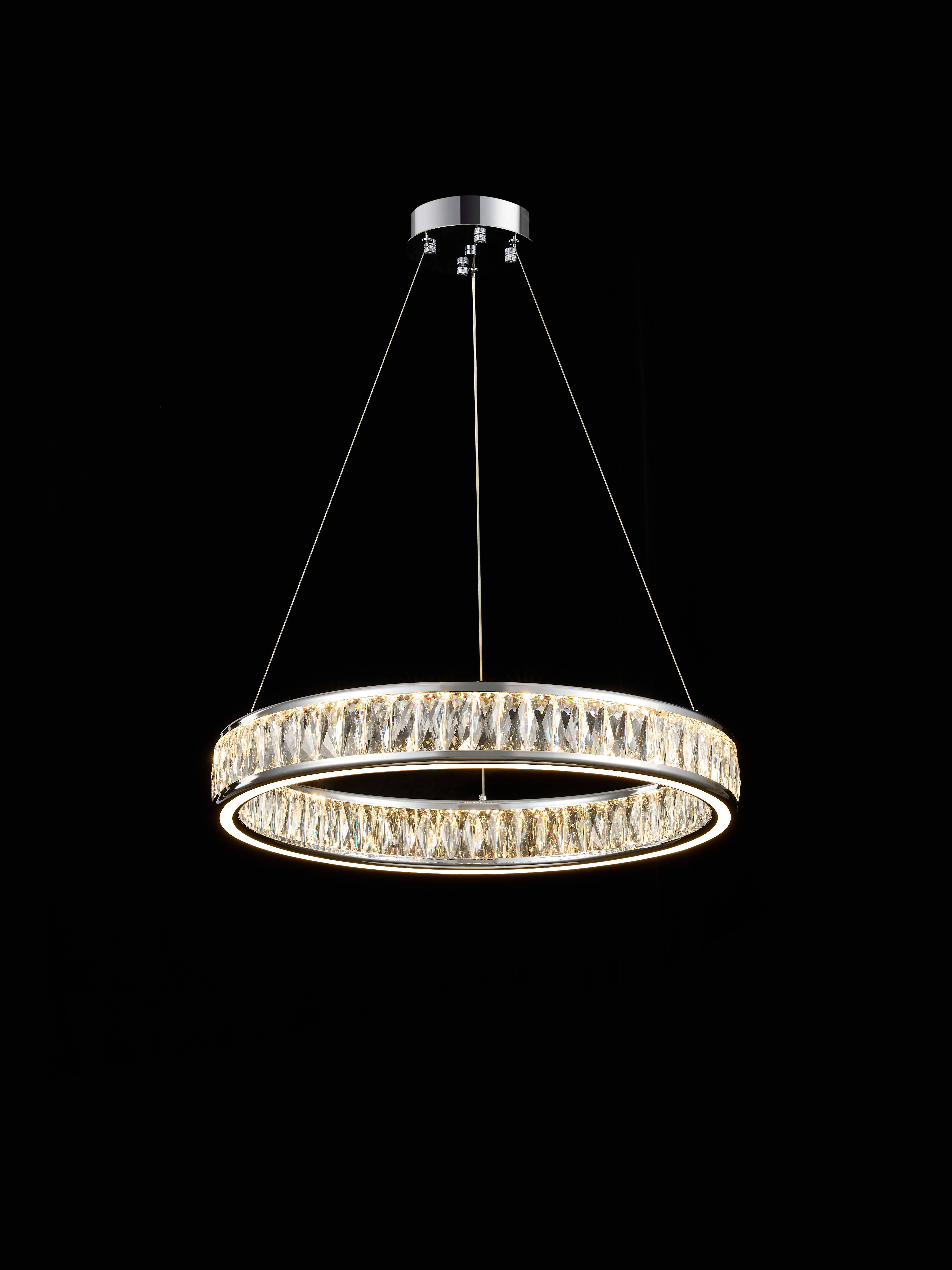 Люстра 600*90, LED, 132W 3000-6000K NewRgy Cristallo A20-ф600*H90 CHROME, Хром
