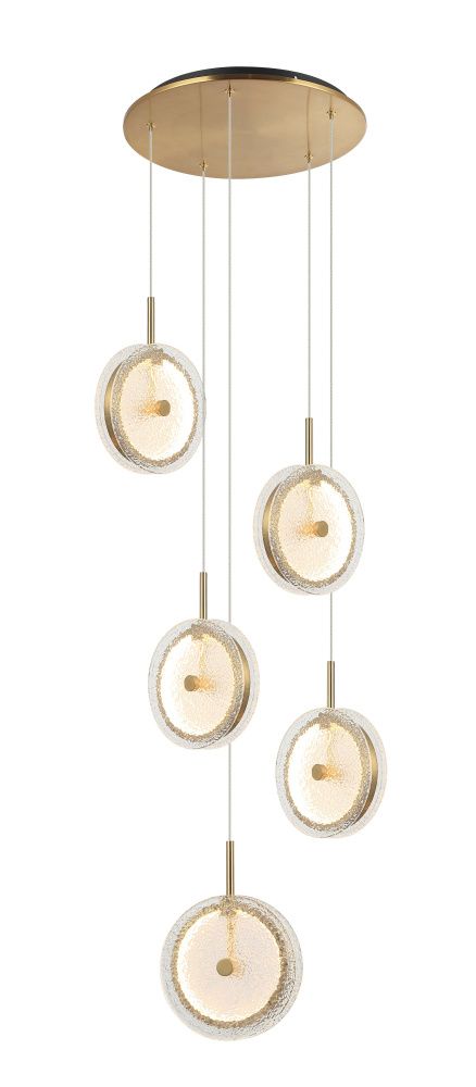 Люстра Ø400 x H1500 мм, LED 50W 4000K NewRgy BRASS+BLACK (Латунь+Черный) 7050MDR-5 BRASS+BLACK
