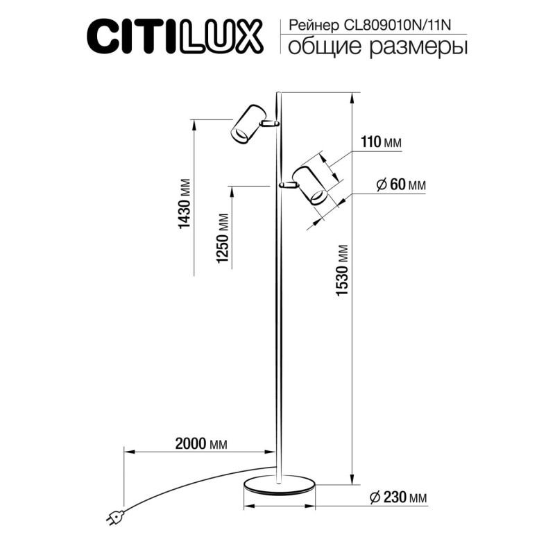 Торшер Citilux CL809011N Twin Черный 