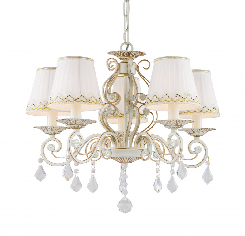 Люстра потолочная Favourite 1734-5P, диаметр 56 см, слоновая кость с золотой патиной