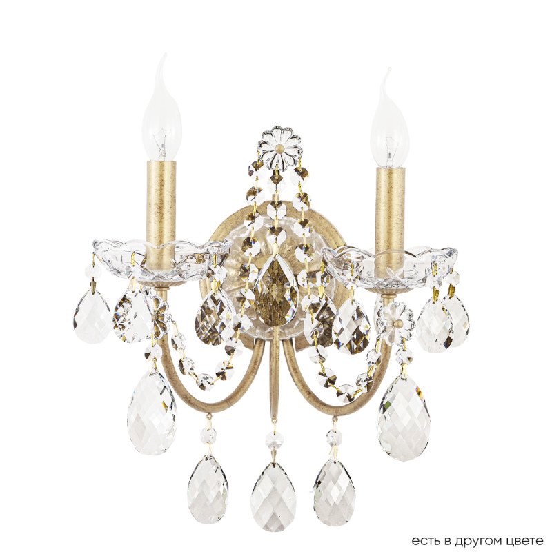 Бра 31 см, Crystal Lux ODELIS AP2 GOLD, золото с патиной