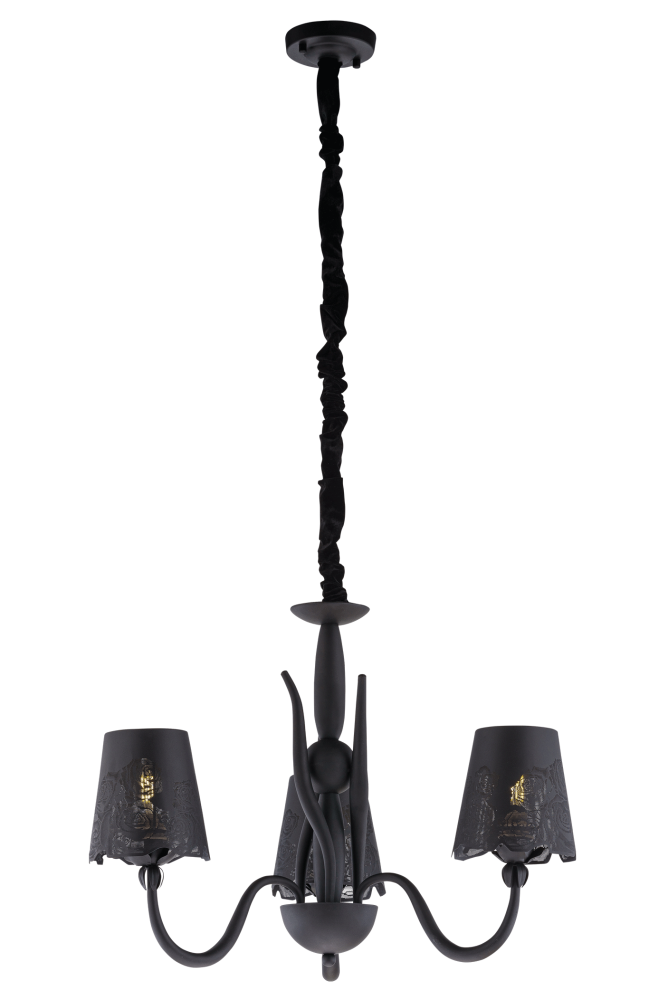 Люстра Ø660 x H450(1500), мм, 3*40W (120W), BLACK (Черный) Rilon 2844/3A BLACK