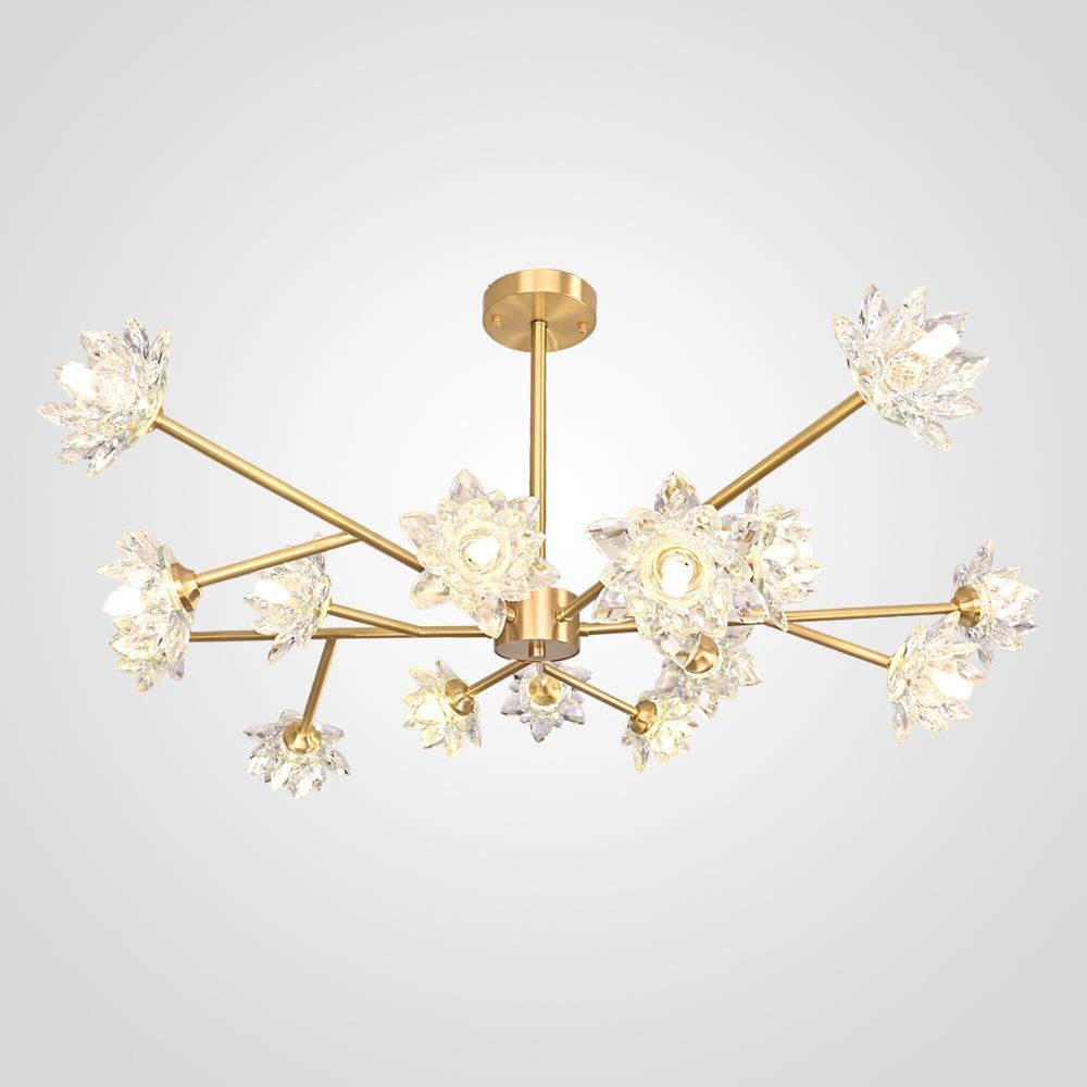 Люстра на штанге LOTOS TWO D100 100*100*38 см, 15*G9*40W, ImperiumLoft LOTOS-TWO01, Золотистый