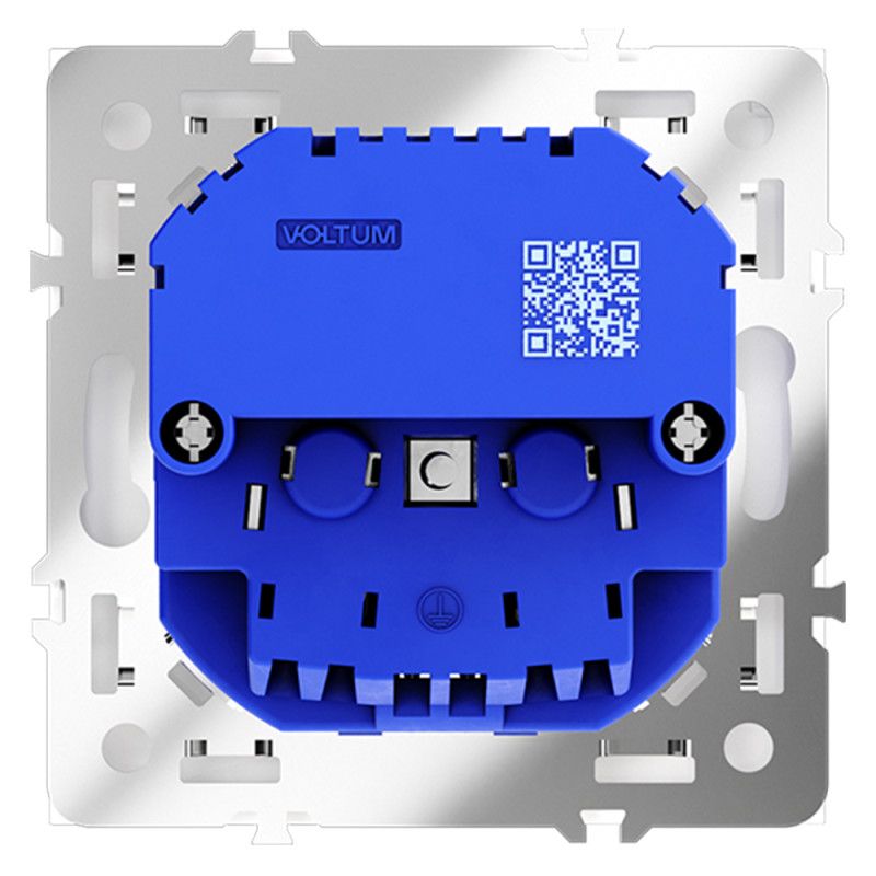 Розетка встраиваемая Voltum S70 с заземлением и защитными шторками, 16А, с USB, A+A, белый матовый пластик Soft touch VLS040402
