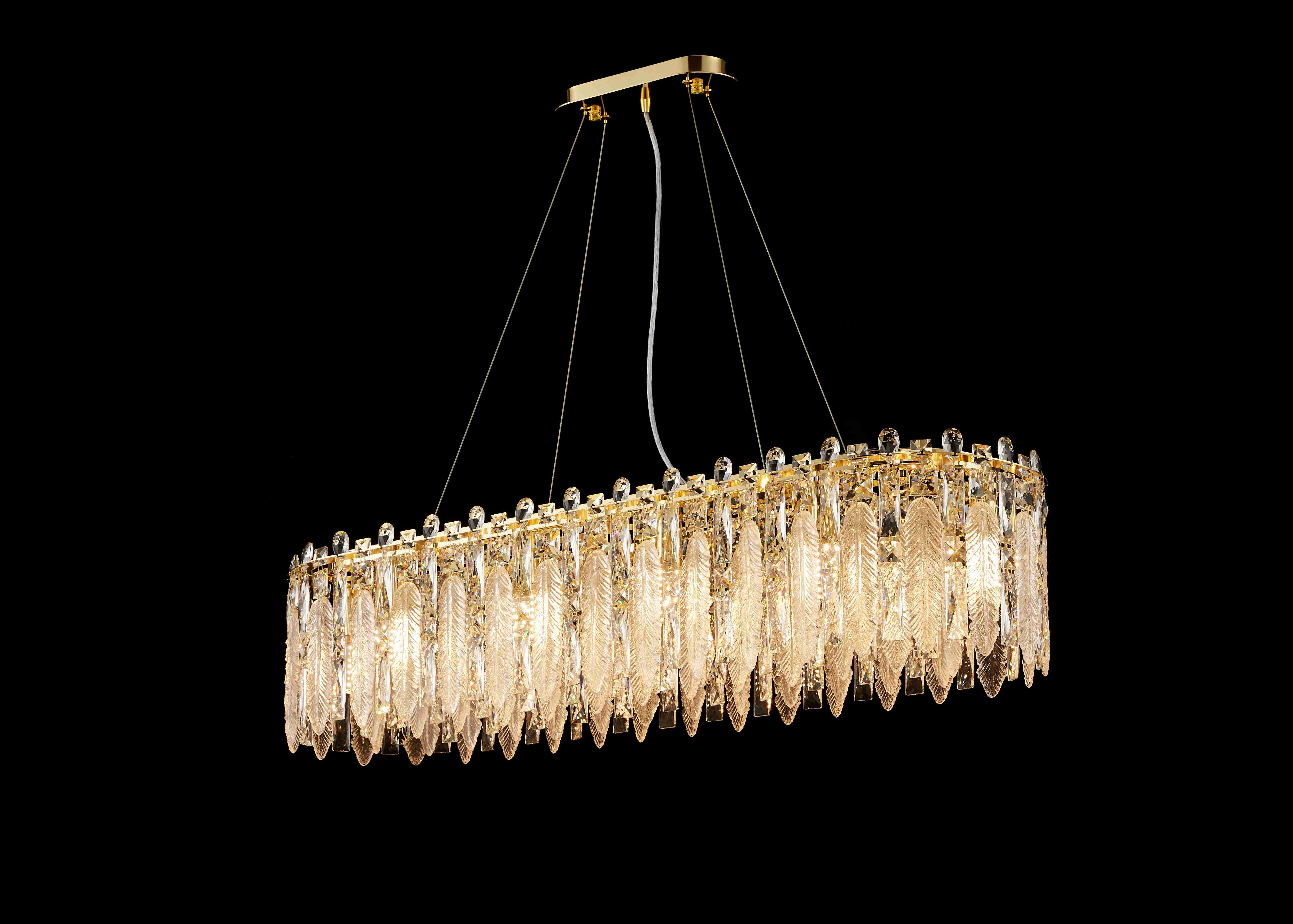 Люстра 1000*300*250, 10*E14, 40W NewRgy Cristallo NW177-L1000*W300*H250 H GOLD, H GOLD