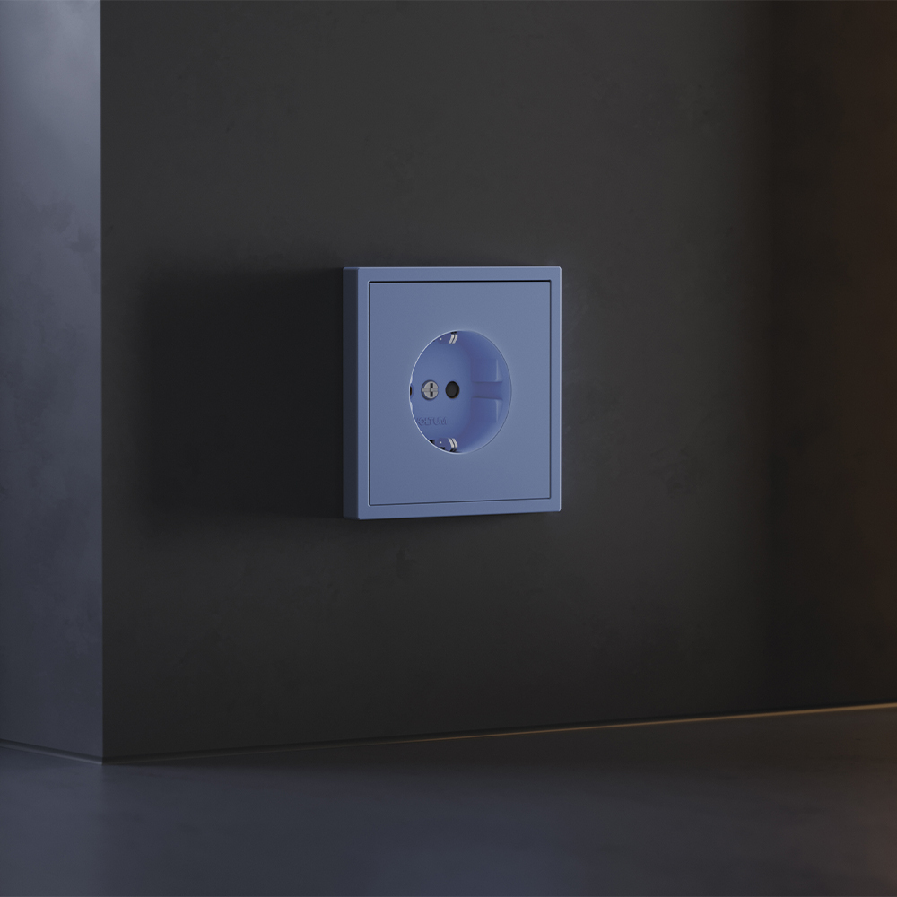 Накладка для розетки с заземлением и защитными шторками, S70, деним Voltum VLS000715