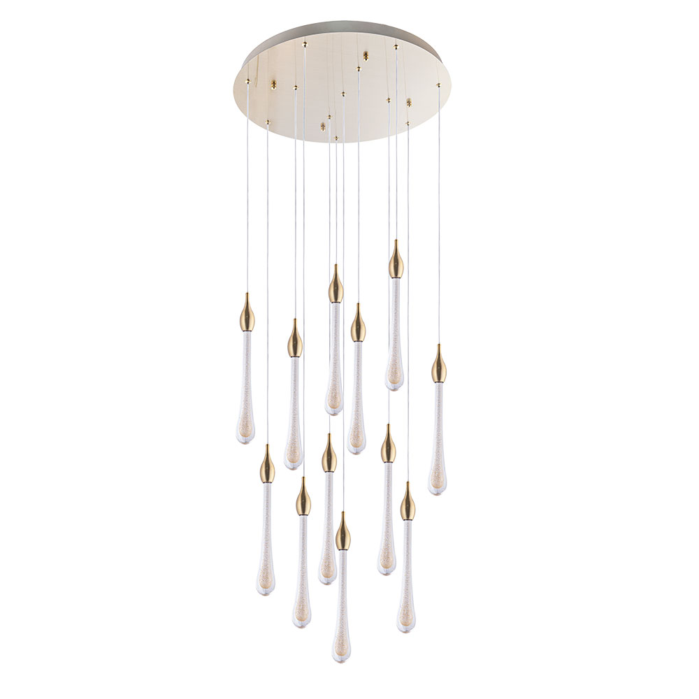 Люстра 40*53 см, 1*LED, 38W, 3000K Arte Lamp Raindrop A1803LM-36PB, Латунь