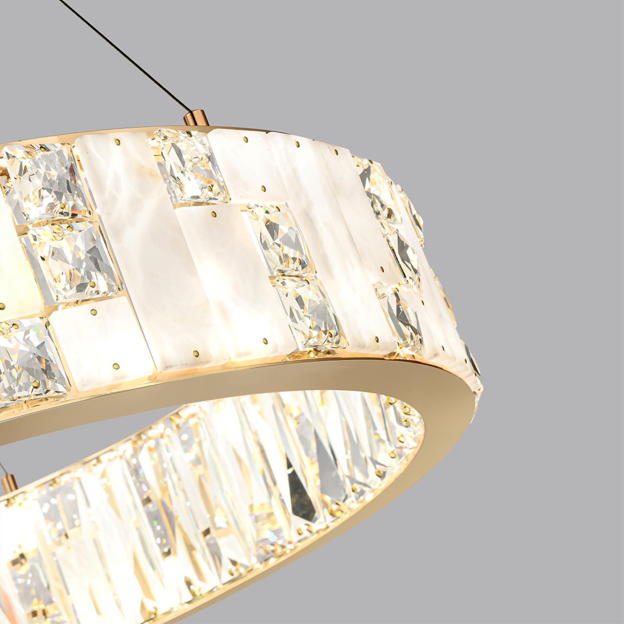 Люстра 60*60*100 см, LED 1*80W, 3700 К, Odeon Light Crossa 5072/80L, золото/прозрачный/белый