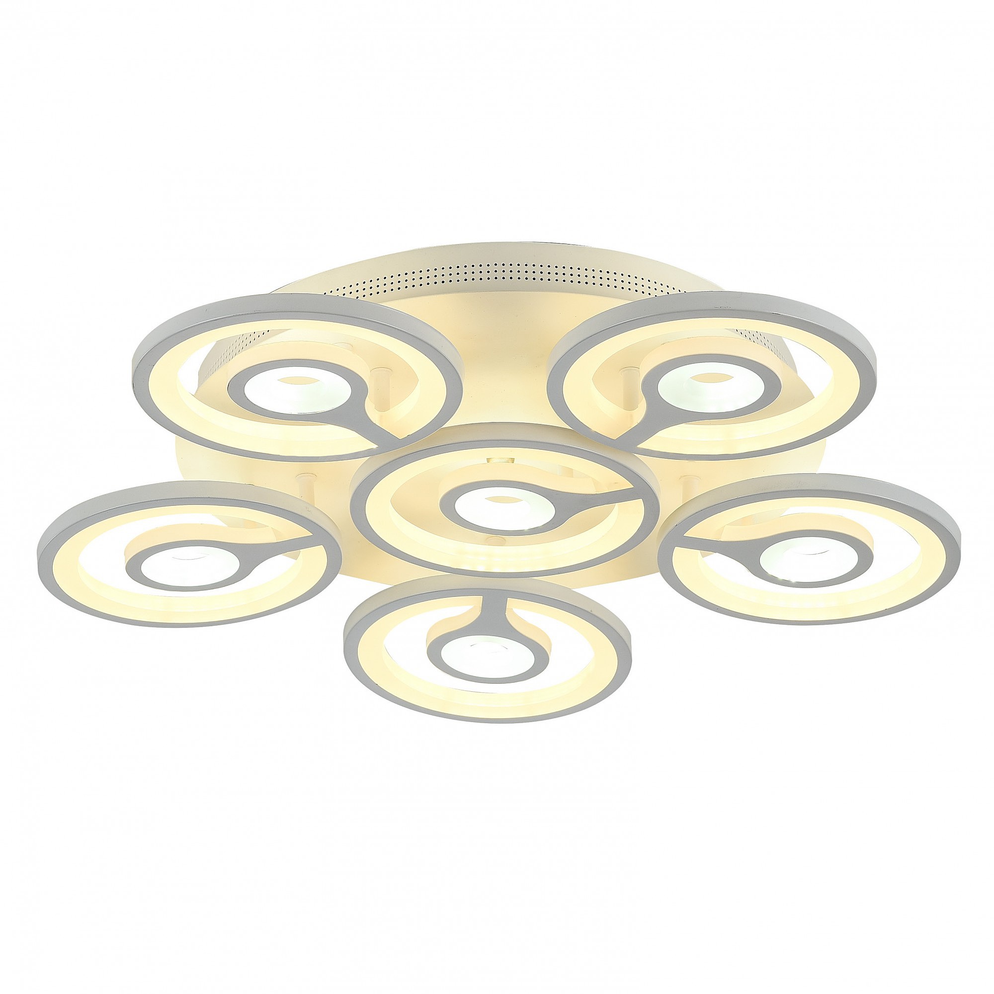 Потолочная люстра F-Promo Roundels 2292-6U, 90W, 3000К-6500К, диаметр 62 см, белый