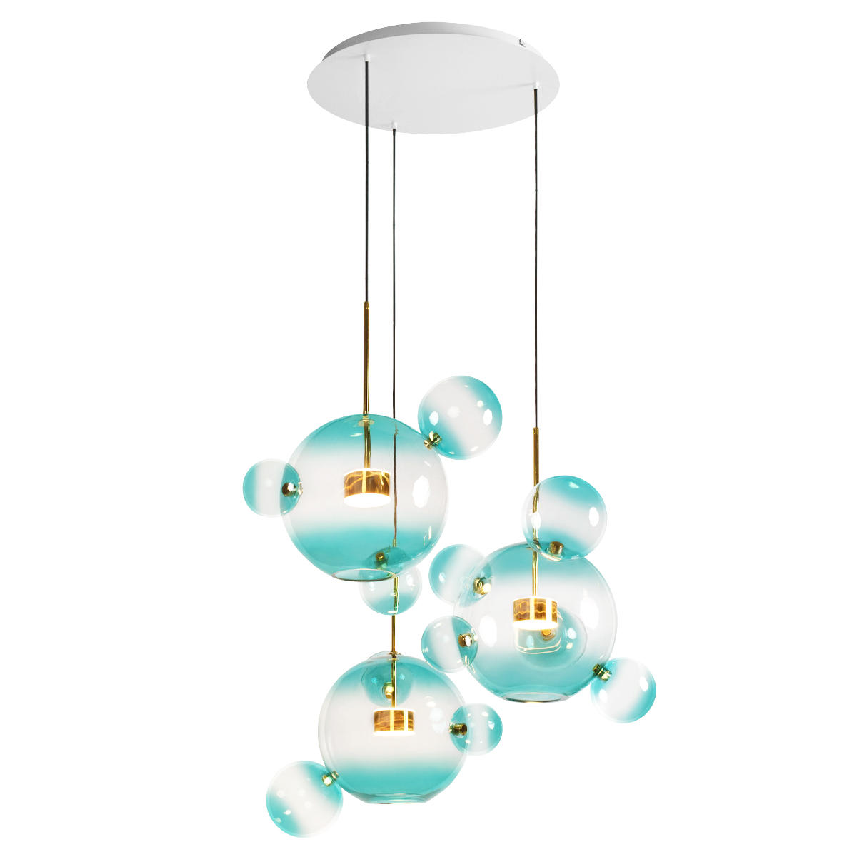 Подвесной светильник 78,5*68 см, 3*LED*10W LOFT IT Bolle 2027-D3 Blue золото