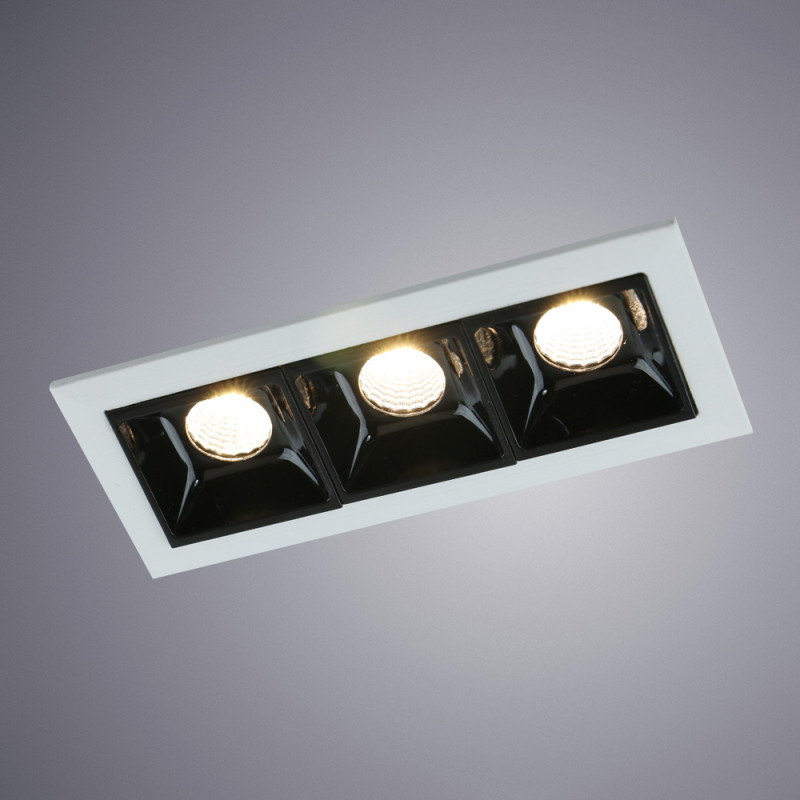 Встраиваемый светодиодный светильник Arte Lamp Grill A3153PL-3BK, черный/белый