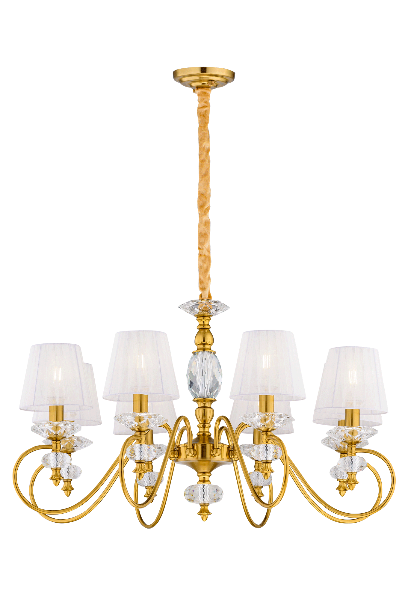 Люстра 840*470-950, 8*E14, 40W NewRgy Модерн 2237P/8 PT BRS, PT BRS