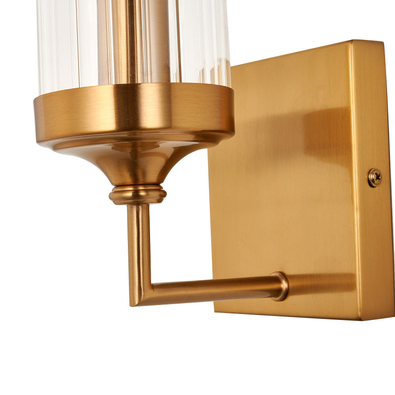 Бра Favourite Basis 2927-1W, D140*W100*H265, античной латуни, плафон из прозрачного стекла