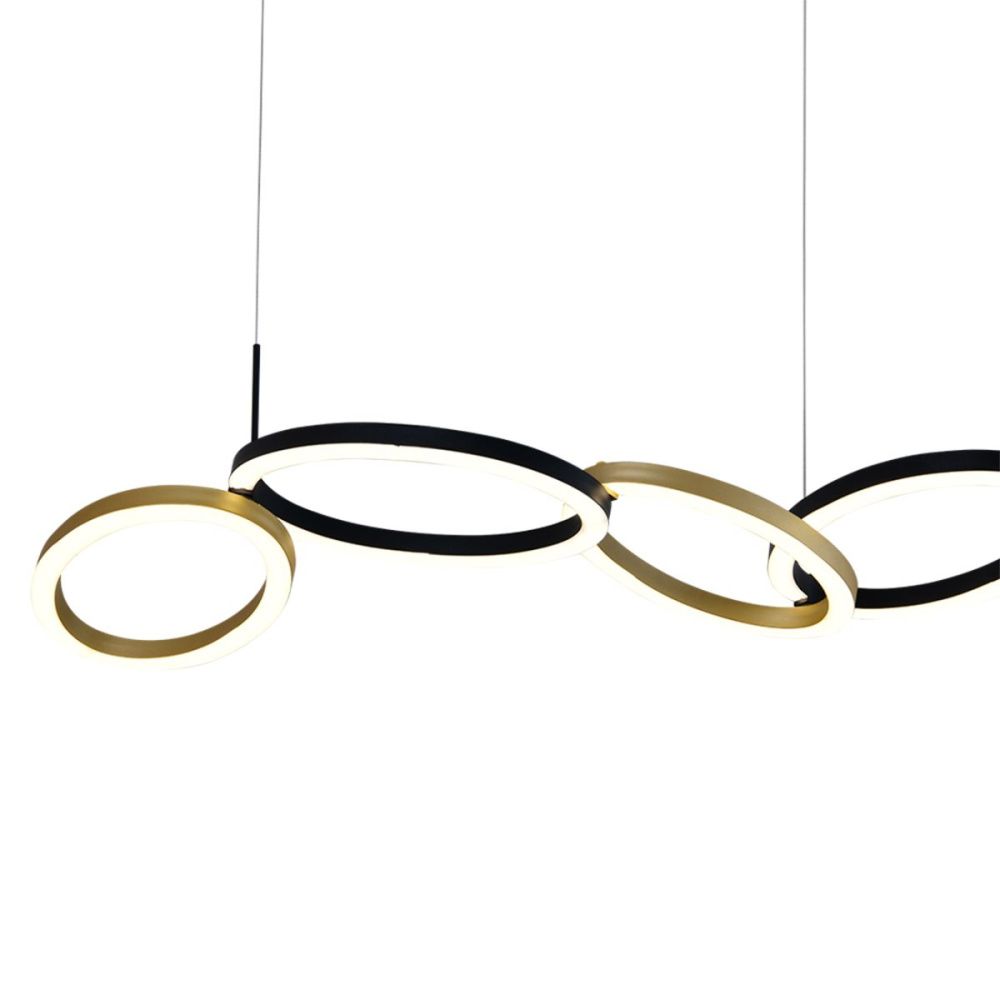 Подвесной светильник 145 см, 65W, 3000-6000K, Indigo Anello 14034/C/6P Black, черный-золото