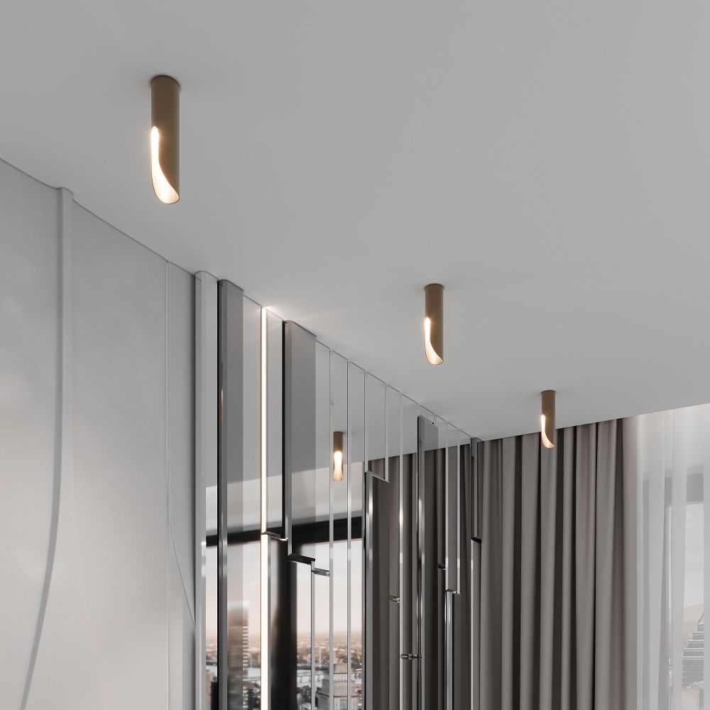 Потолочный акцентный светильник 4*4*16 см, LED, 7W, 4000K, Elektrostandard Apex 25113/LED, латунь