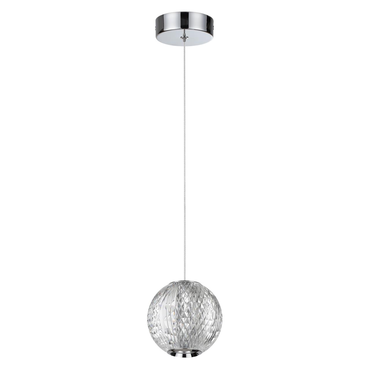 Подвес 11*11*263,5 см, 1 LED*5W, 4000 К, Odeon Light Crystal, хром 5007/5LA