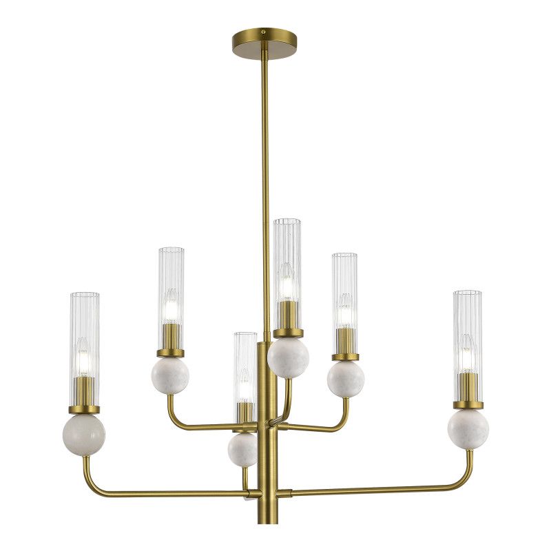 Люстра на штанге 80*151 см, 6*E14*40W, ST-Luce Medea SL1244.303.06, латунный