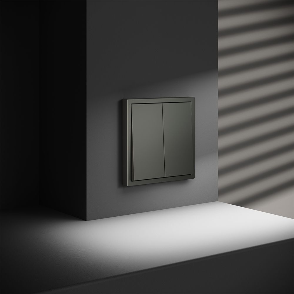 Перекрестный переключатель встраиваемый двухклавишный 10А, титан Voltum S70 VLS020506, Пластик Soft touch