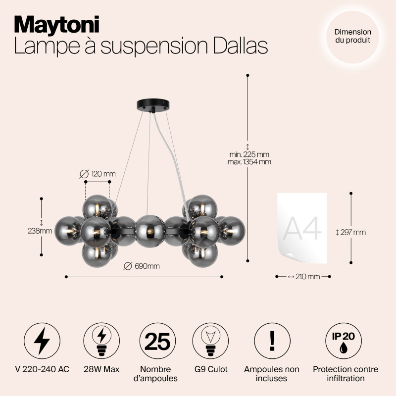 Светильник 69 см, Maytoni MOD545PL-25B, черный
